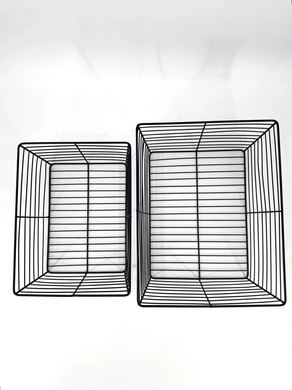 Set-of-2 Black Metal Wire Nesting (Large/Small) Baskets